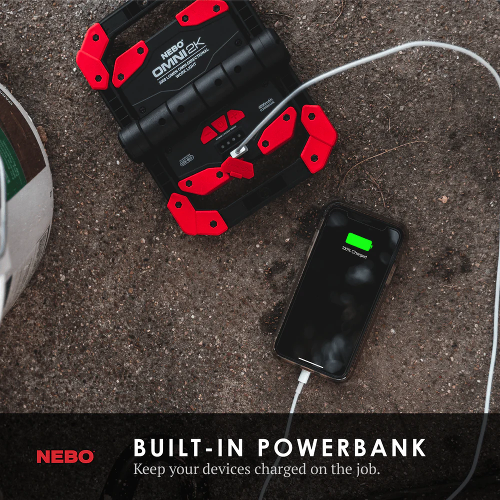NEBO Omni 2K Rechargeable Worklight - Black/Red - Image 4